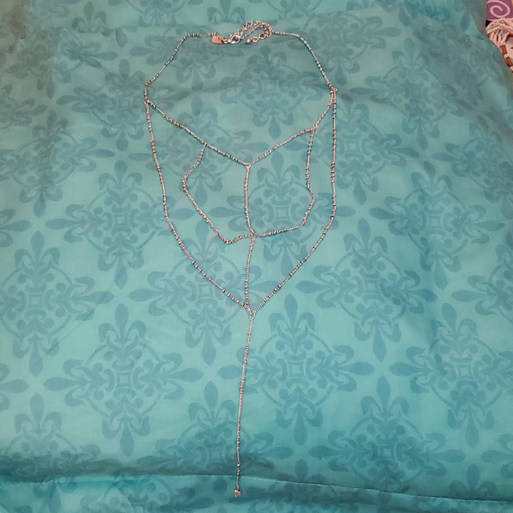 Silver Dainty Lariat Necklace 5$